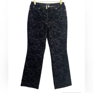 Escada Womens Bootcut Jeans Size 40 Black Floral